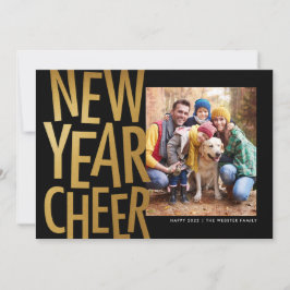 Cartão De Festividades Ano Novo Chee faux gold e uma foto