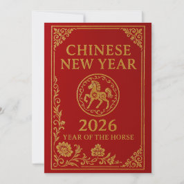 Cartão De Festividades Ano Novo Chinês 2026 - Ano do Cavalo