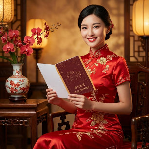 Cartão De Festividades Ano Novo Chinês 2026 Ano do Cavalo Elegante Vermel