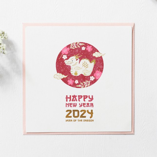 Cartão De Festividades Ano Novo Chinês Do Estilo Japonês Dragão (Criador carregado)