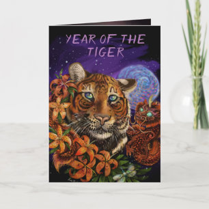 Cartão De Festividades Ano Novo Chinês do Tigre 2022 Nova Arte