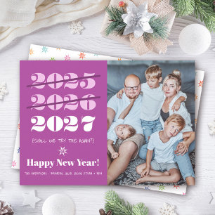 Cartão De Festividades Ano Novo Divertido 3ª Vez Amuleto Moderno Roxo Fot