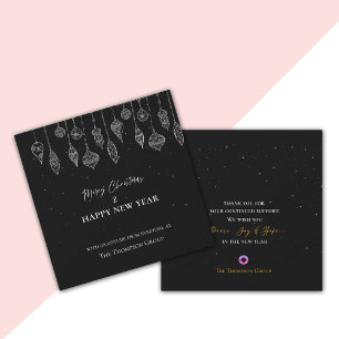 Cartão De Festividades Ano Novo do Natal Negro e Elegante Corporativo