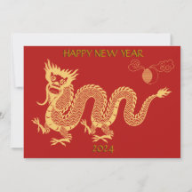 Ano Novo Dourado Dragão 2024 Chinês 