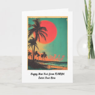 Cartão De Festividades Ano Novo Feliz Personalizado da Flórida Vintage