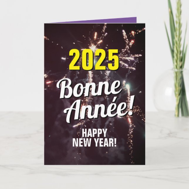 Cartão De Festividades Ano Novo Francês 2025 | Enviar via Transferência d (Frente)
