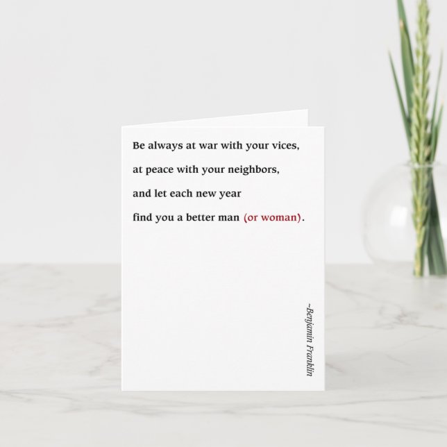 Cartão De Festividades Ano novo - Franklin (Frente)