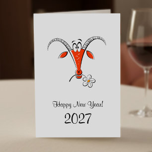 Cartão De Festividades Ano Novo Lunar Chinês Cabra de Fogo 2027 Zodíaco