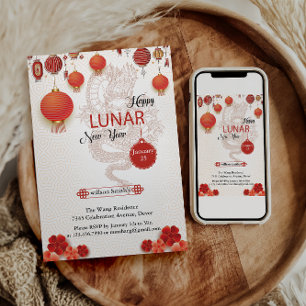 Cartão De Festividades Ano Novo Lunar Feliz do Sna dourado chinês