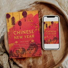 Cartão De Festividades Ano Novo Lunar Feliz Serpente Vermelho Chinês