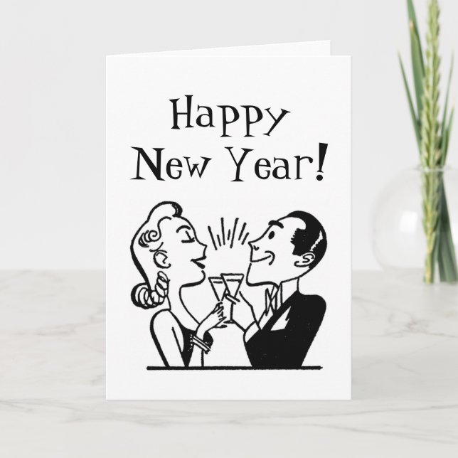 Cartão De Festividades Ano Novo Retro (Frente)