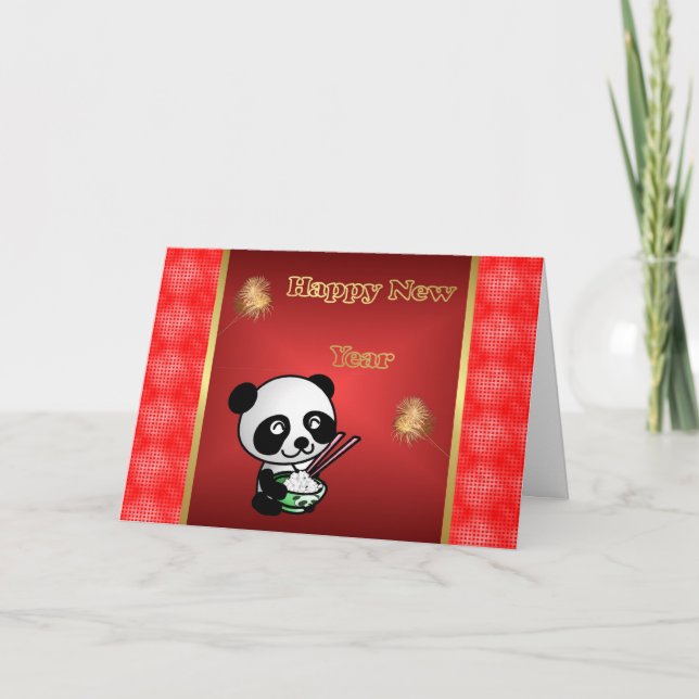 Cartão De Festividades Ano novo vietnamiano chinês feliz da panda do ano (Frente)