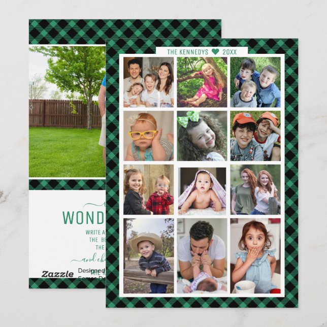 Cartão De Festividades Ano Único Da Família De Colagem De Fotos 13 (Frente/Verso)