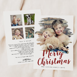 Cartão De Festividades Ano Vermelho Feliz De Natal Em Revisão