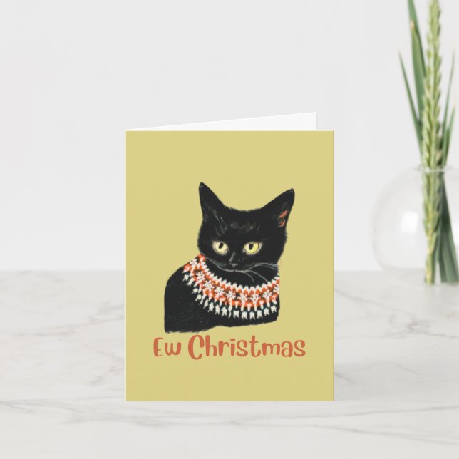Cartão De Festividades Anti-Gato Negro Engraçado de Natal Personalizado (Frente)