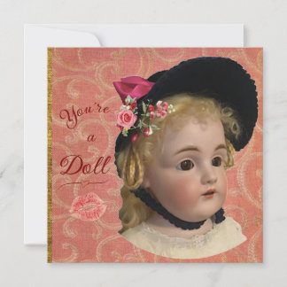 Cartão De Festividades Antique Doll Valentine/Greeting Card