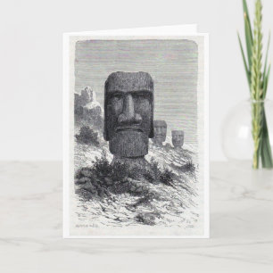 Cartão De Festividades Antique Easter Island etching