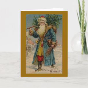 Cartão De Festividades Antique Santa Illustration Christmas Card