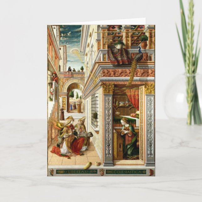 Cartão De Festividades Anunciação, Santo Emidius e um OVNI (Frente)