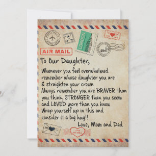 Cartão De Festividades Ao Meu Presente De Filha, Carta De Amor À Nossa F