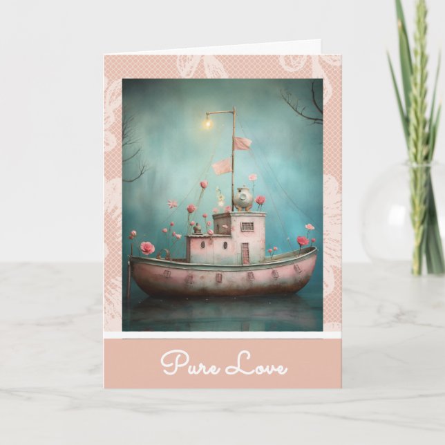 Cartão De Festividades *~* AP51 Love Boat 19 Hearts Namorados Romântico (Frente)