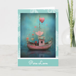 Cartão De Festividades *~* AP51 Namorados Romântico Boat Hearts Serene 32