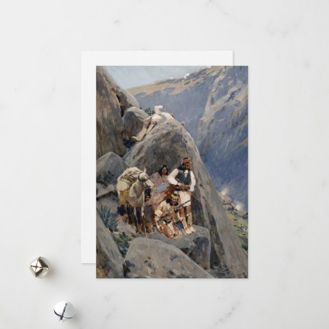 Cartão De Festividades Apache Warriors: Escorregada pela Cavalaria Americ (Frente/Verso In Situ)