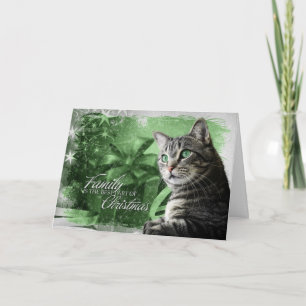 Cartão De Festividades APAL - Gato de gato malhado de prata do Natal