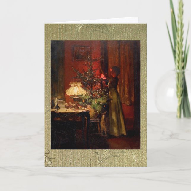 Cartão De Festividades Aparando a árvore (Frente)