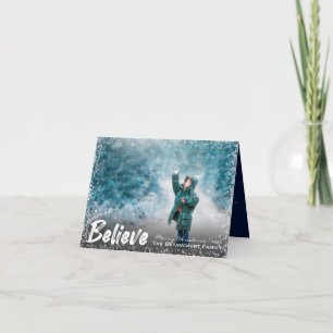 Cartão De Festividades Apenas acredite   Neve Feliz Natal