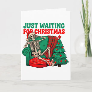 Cartão De Festividades Apenas Esperando Pelo Natal Esqueleto Chapéu de Pa
