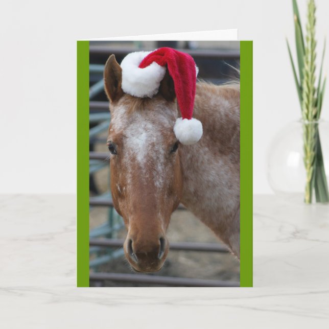 Cartão De Festividades Appaloosa com chapéu do papai noel (Frente)