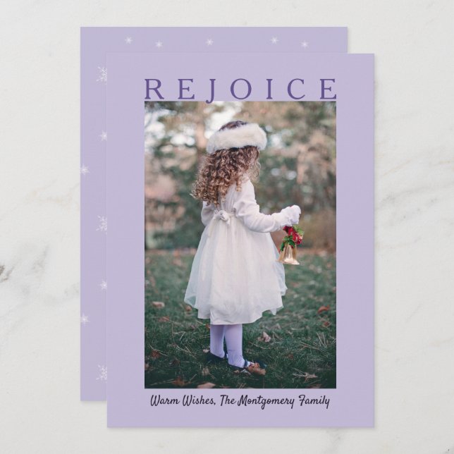 Cartão De Festividades Aproveite a Lavanda Foto de Natal Roxo (Frente/Verso)