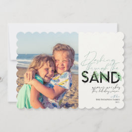 Cartão De Festividades Aqua de Natal em Praia Descendo Pela Areia