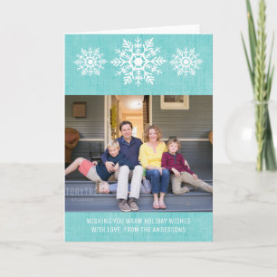 Cartão De Festividades Aqua Rustic Snowflake Foto de Feriado