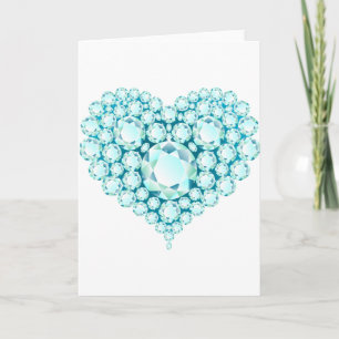 Cartão De Festividades Aquamarine Heart Gems