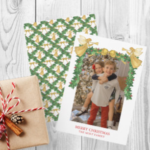 Cartão De Festividades Aquarela Anjo Dourado Grinalda Natal