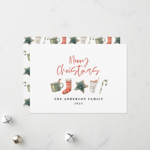 Cartão De Festividades Aquarela Biscoito de Natal bebe doce de cana Holi