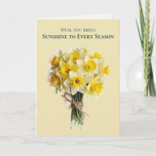 Cartão De Festividades Aquarela Blooms Narciso Clássico Dia das Mães
