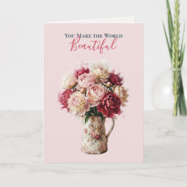 Cartão De Festividades Aquarela Blooms | Peônia Clássico Dia das Mães