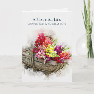 Cartão De Festividades Aquarela Blooms Snapdragon Dia das Mães