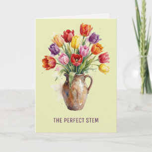 Cartão De Festividades Aquarela Blooms   Tulipas Dia das Mães Engraçado