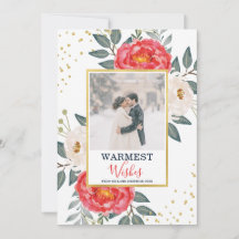 Aquarela Botânica Floral / Vermelho, Branco e Dour