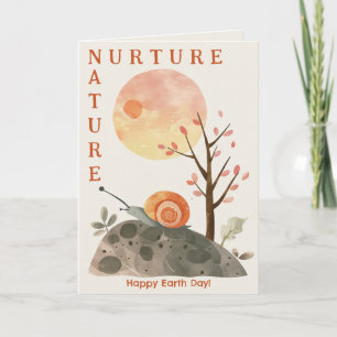 Cartão De Festividades Aquarela Caracol Natureza Feliz Dia da Terra