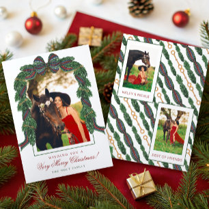 Cartão De Festividades Aquarela Clássico Equestre Tartan Xadrez Foto