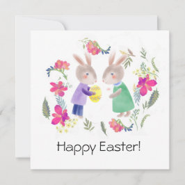 Cartão De Festividades Aquarela coelho delicado de Páscoa e ovo