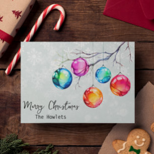 Cartão De Festividades Aquarela Colorido Natal Neon