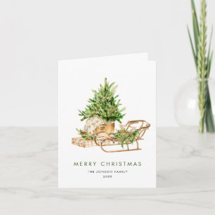 Cartão De Festividades Aquarela Composição Boêmiana de Natal