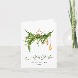 Cartão De Festividades Aquarela Composição Boêmiana de Natal