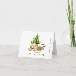 Cartão De Festividades Aquarela Composição Boêmiana de Natal